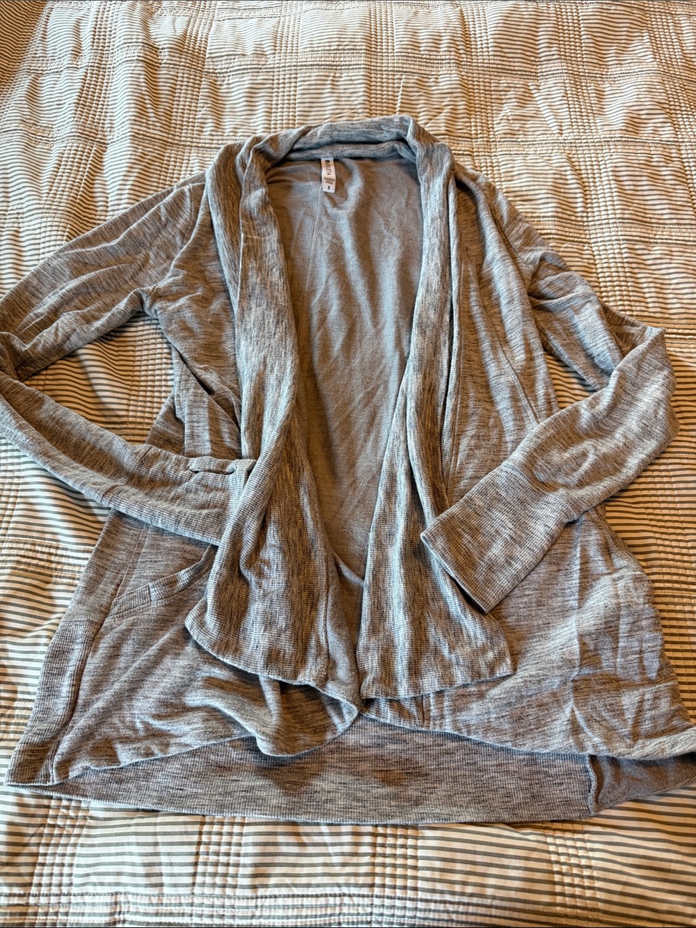Athleta Light Heather Gray Open-Front Women's Cardigan